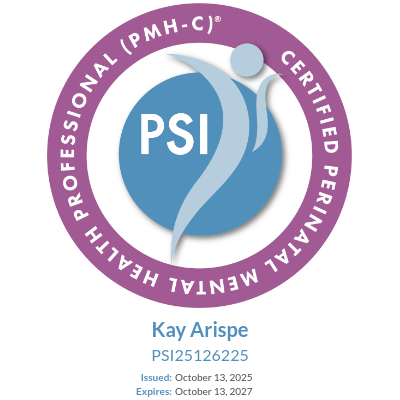 Postpartum Support International PMH-C certification badge for Kay Arispe